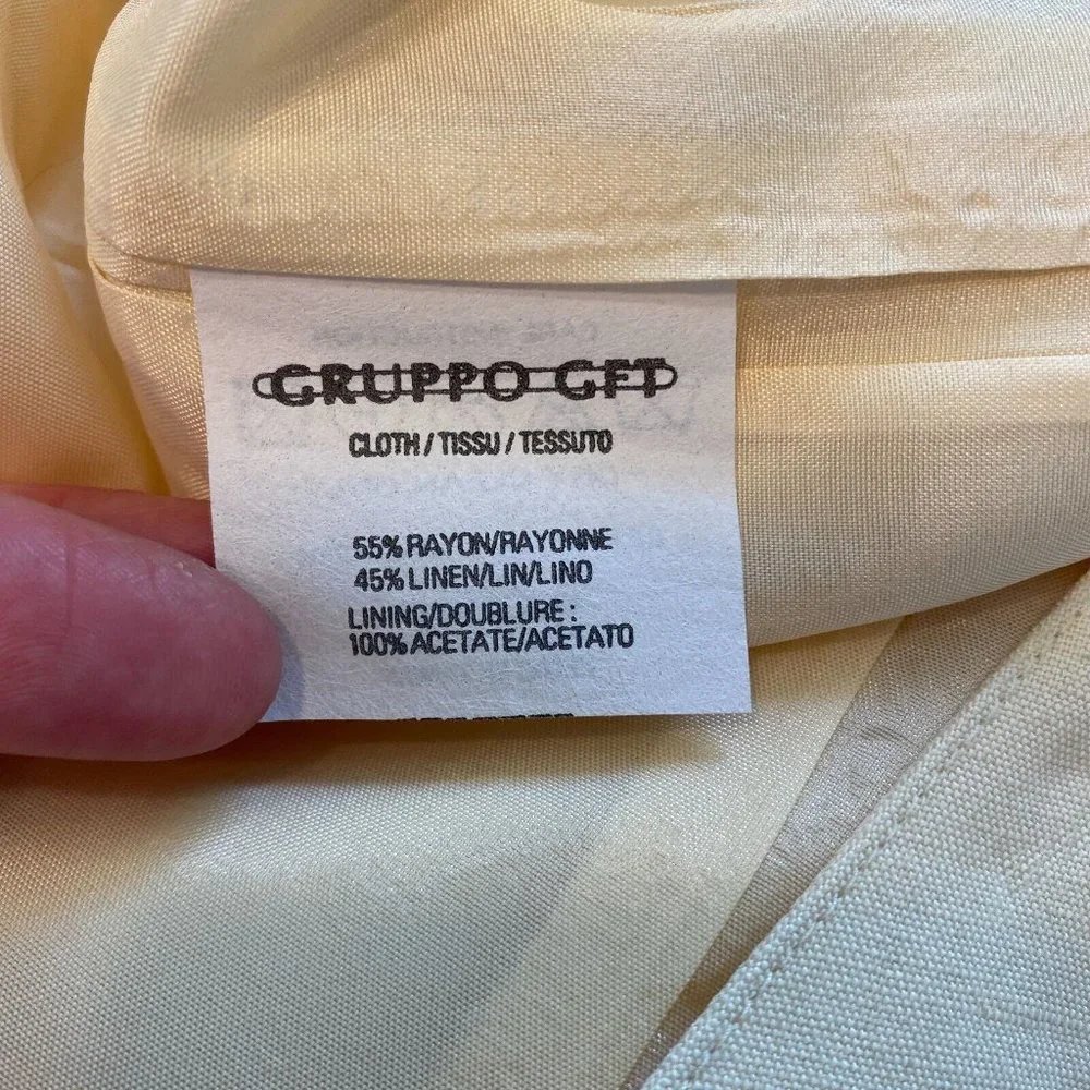 Emanuel Ungaro Pencil Skirt 12 Linen Blend Cream Above Knee Tabbed Waist Office‎